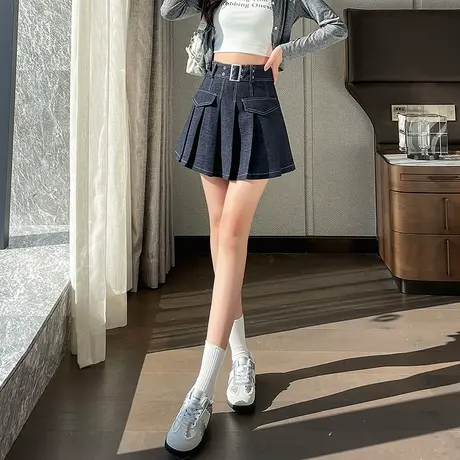 时尚百搭短款休闲夏季半身裙女士显瘦直筒伞裙女士2025年夏季新品图片