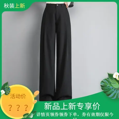 时尚气质休闲西裤2023年秋季新款宽松百搭高腰通勤直筒长裤图片