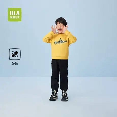 HLA/海澜之家卫衣2025春夏新款小落肩可爱撞色印花上衣男女童商品大图