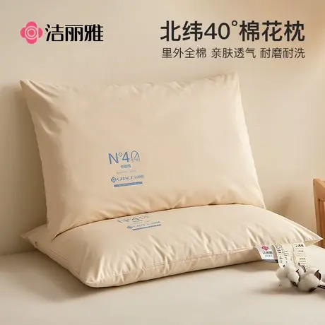 洁丽雅一对棉花枕头枕芯酒店单人宿舍护颈椎枕助睡眠家用整头男商品大图