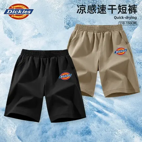 Dickies童装男童裤子男孩夏款黑色运动五分裤儿童轻薄速干短裤潮A图片