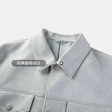 HLA/海澜之家轻商务翻领夹克2023春秋新款纯色潮流工装外套男图片
