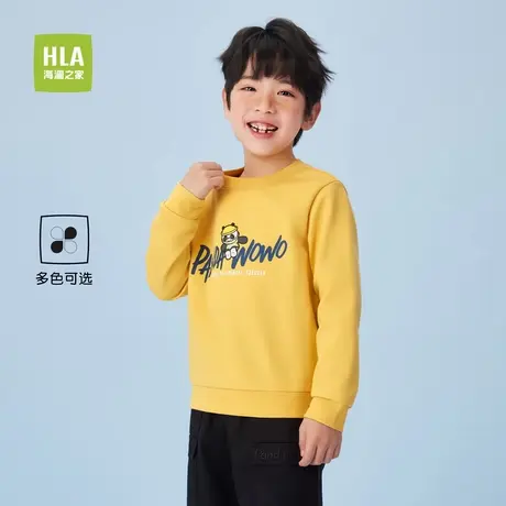 HLA/海澜之家卫衣25春夏新款小落肩可爱撞色印花上衣男女亲子童装商品大图