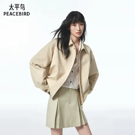 太平鸟miu系夹克式短外套女25年新款宽松直筒时尚通勤上衣外搭图片