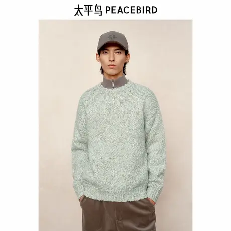 【商场同款】太平鸟男装圆领羊毛毛衣冬花纱针织衫B1EBE4319商品大图