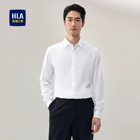 HLA/海澜之家商务长袖正装衬衫2025秋新款尖领斜纹修身衬衣男商品大图