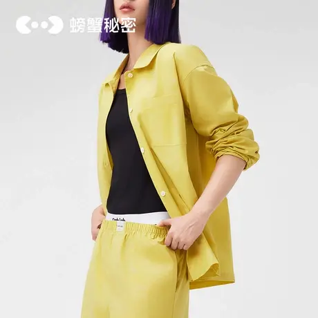 螃蟹秘密原创情侣装男女纯棉衬衫长袖多巴胺2025款蓝衬衫法式上衣图片