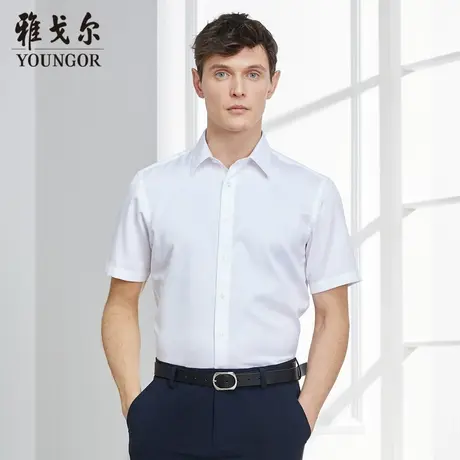 【DP免烫】雅戈尔CEO短袖衬衫夏季商务休闲提花纯棉柔软衬衫商品大图