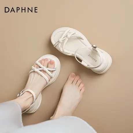 达芙妮松糕厚底露趾凉鞋2026新款夏季女款运动休闲增高跟外穿女鞋图片