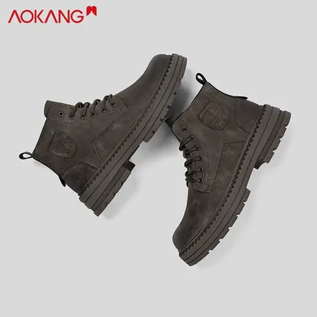 奥康马丁靴男款2025新款秋季英伦风侧拉链马丁靴男款真皮潮流复古图片