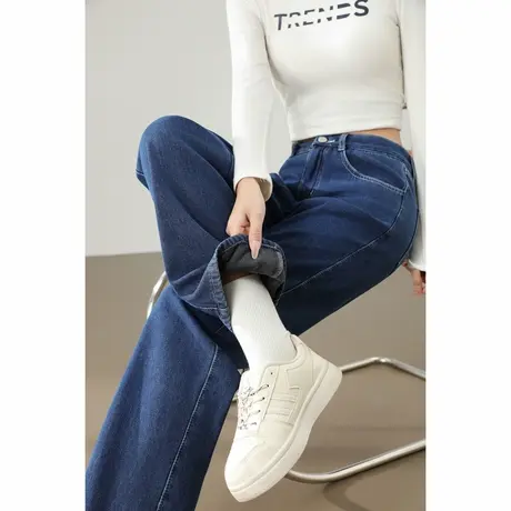 唐狮秋冬季牛仔长裤女明线加绒深牛仔色时尚百搭显瘦超好看TUTA图片