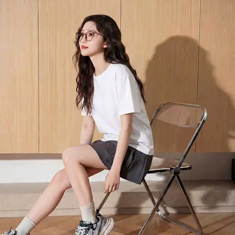 唐狮官方纯棉短袖t恤女2026新款夏季百搭半袖圆领大码打底上衣VC商品大图