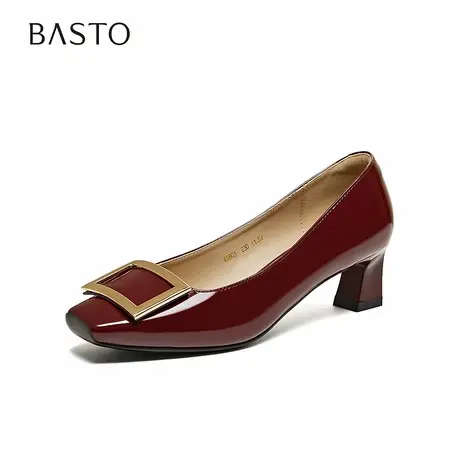 【好物体验专享】百思图2026春季新款通勤粗跟方头女单鞋K5803AQ6图片