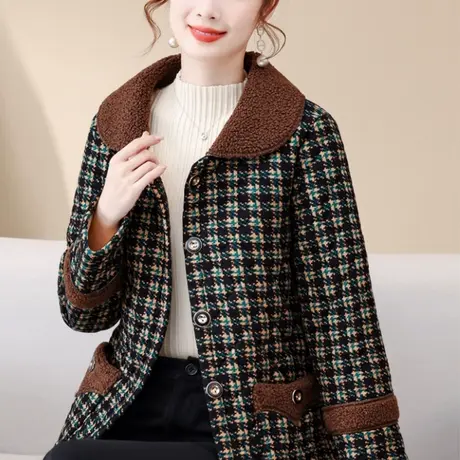 洋气中年妈妈冬装棉衣加绒加厚外套50岁中老年人女装冬季棉袄棉服图片