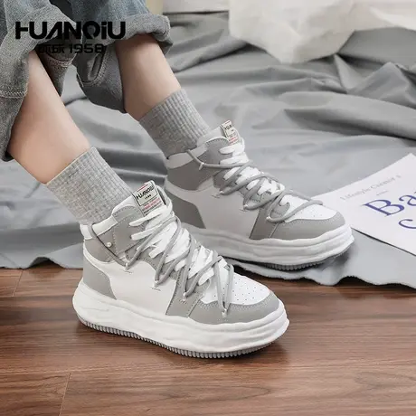 环球2023年冬季新款小众德训高帮鞋女休闲加绒小白鞋女鞋子板鞋潮商品大图
