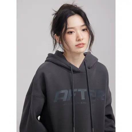 尔给长袖美式慵懒风chic加绒加厚卫衣女秋冬款2023新款连帽上衣图片