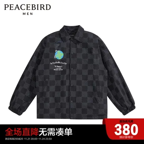太平鸟男装 棋盘格教练夹克印花茄克外套B1BCC1206商品大图