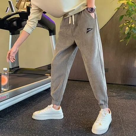 休闲裤男秋季2023新款重磅潮牌学生运动长裤秋款贴标束脚哈伦卫裤商品大图