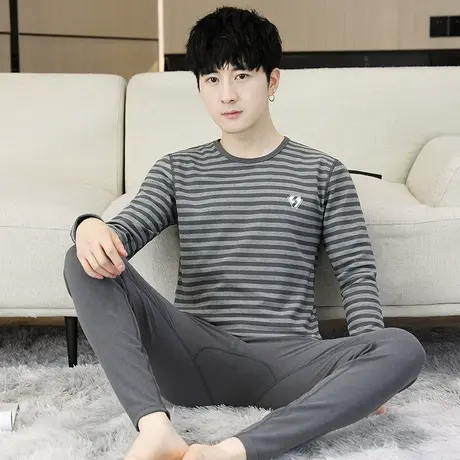 青少年秋衣秋裤套装男初中学生大童双面德绒棉毛衫2023款保暖内衣商品大图