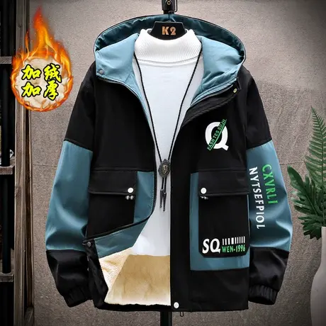 男士外套2023新款秋季韩版休闲潮流秋冬工装上衣潮牌加绒加厚夹克商品大图