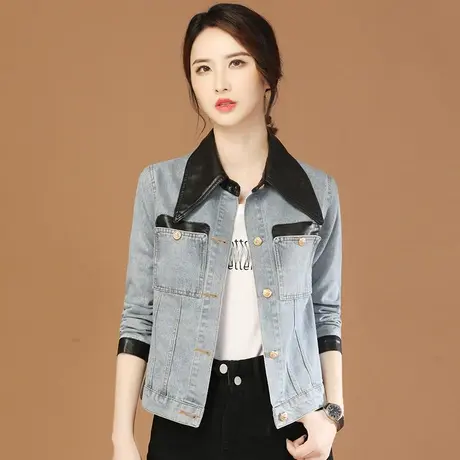 韩潮袭人宽松休闲百搭牛仔外套女2023秋季新款拼接夹克棒球服上衣图片