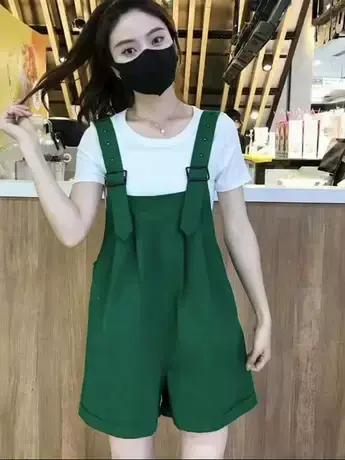 时尚背带裤女夏季2023年新款阔腿短裤学生韩版宽松连体裤子ins潮商品大图
