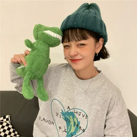 红续2023早春新款韩版宽松薄款百搭慵懒风长袖圆领卫衣女情侣装图片