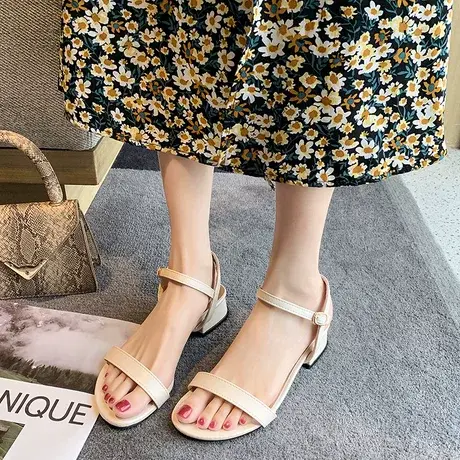 2023新款凉鞋女夏季法式时尚百搭温柔晚晚风配裙子粗跟气质高跟鞋商品大图