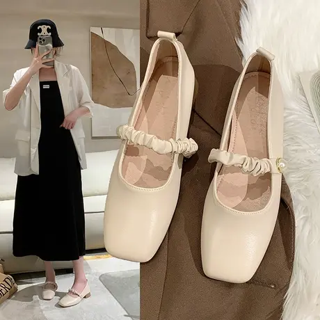 法式温柔风软底奶奶鞋女夏外穿2023年新款浅口百搭配裙玛丽珍单鞋商品大图