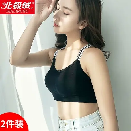 夏季抹胸内衣防走光聚拢裹胸式打底吊带小背心性感黑白条美背露肩商品大图