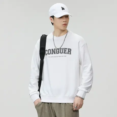 百搭字母印花长袖卫衣时尚秋冬款卫衣圆领大码男士休闲潮流卫衣图片