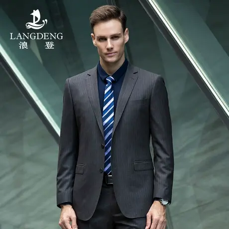 浪登2024新款男商务休闲西服套装上衣羊毛结婚礼服西装正装外套商品大图