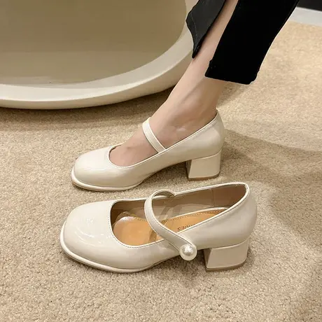 法式玛丽珍鞋女2024年秋冬季新款时尚百搭仙女单鞋气质浅口小皮鞋商品大图