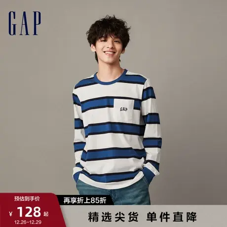 Gap男女装春秋LOGO纯棉亲肤舒适条纹长袖T恤情侣装休闲上衣841256商品大图