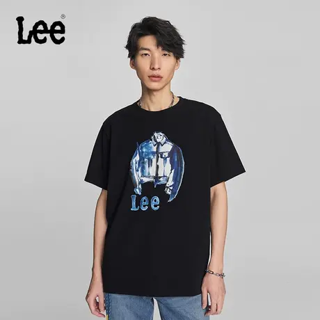 Lee商场同款24早春新品舒适版圆领牛仔裤草图印花男短袖T恤潮流图片