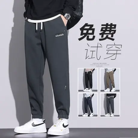 春季男装束脚针织卫裤子春秋款男生松紧腰潮牌休闲裤2024新款男裤商品大图