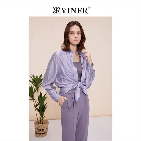 YINER音儿女装春季法式优雅时尚莱赛尔天丝长袖衬衫上衣商品大图