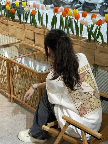 纯棉设计感印花兔子短袖t恤女夏季新款潮牌宽松半袖休闲百搭上衣商品大图