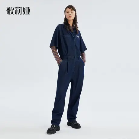 歌莉娅牛仔连体裤女春秋季新款高级感复古工装外套长裤121JBC020图片