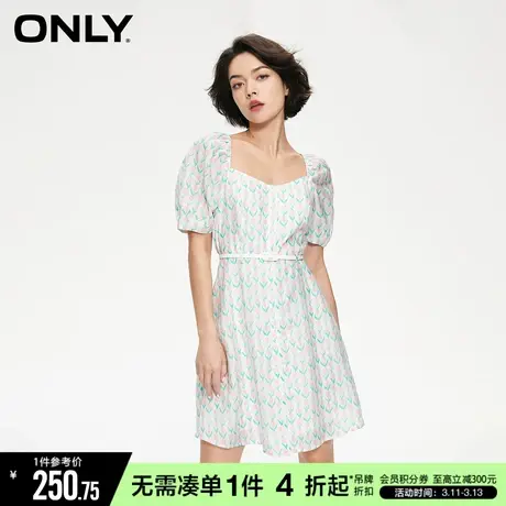 ONLY秋季甜美方领灯笼袖满印A字短款连衣裙女|123207149图片