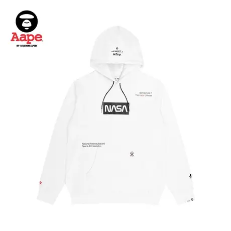 Aape旗舰店男装NASA联名印花潮流加绒连帽卫衣9524XXH商品大图