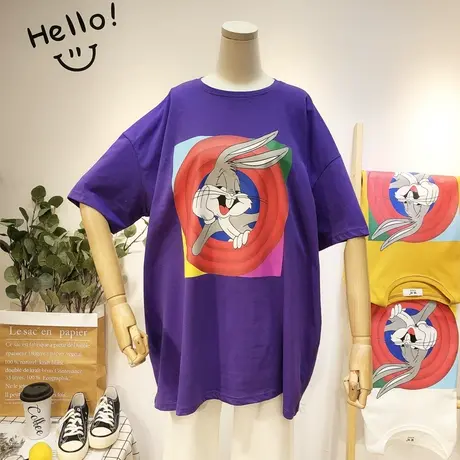 2020夏季新款韩国东大门下衣失踪T恤卡通搞怪休闲宽松BF短袖大码商品大图