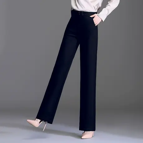 窄版西装裤女黑色高腰长裤2023春季新款阔腿裤显瘦通勤直筒裤西裤商品大图