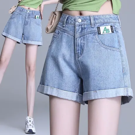 牛仔短裤女夏2023年新款小个子显高显瘦直筒a字热裤外穿韩版宽松图片