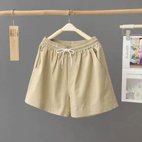 2023夏季新款松紧腰纯色显瘦短裤女宽松大码百搭阔腿裤直筒裤子潮图片