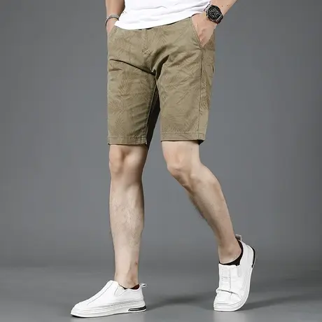 2023新款暗纹休闲短裤男夏季薄款四分五分裤修身印花潮流男士中裤商品大图