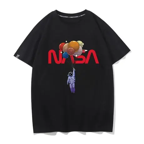 秀洛旗舰店联名nasa半袖潮流潮牌体恤氢气球宇航员印花T恤男短袖商品大图