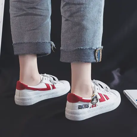 动漫涂鸦帆布鞋女复古港味ulzzang2020夏款透气学生板鞋网红潮鞋图片