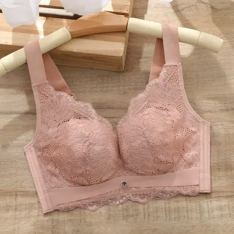 大胸显小内衣女士文胸薄款侧收副乳防下垂上托蕾丝乳胶胸罩无钢圈商品大图