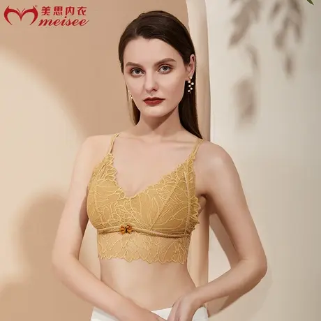 meisee/美思交叉美背文胸性感蕾丝无钢圈内衣女图片